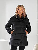 Куртка жіноча зимова з капюшоном (модель1005) колір чорний