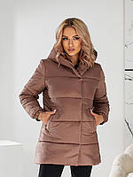 Куртка жіноча зимова з капюшоном  (модель1005) колір кавовий /кава