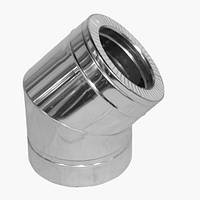 Коліно 45° ø100/160мм нерж./нерж 1мм сталь AISI 304 димохідне сендвіч Версія-Люкс