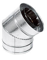 Коліно 45° ø100/160мм нерж./оцинк 0,5мм сталь AISI 304 димохідне сендвіч Версія-Люкс