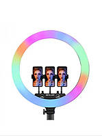Кільцева селфі лампа 45 см із трьома тримачами для смартфону RGB LED MJ18