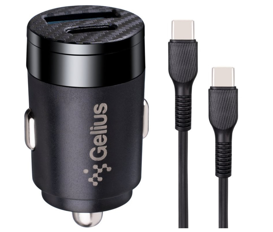 Автомобільний зарядний пристрій Gelius Pro Inch Twix GP-CC010C USB+Type-C QC/PD (30 Watt) Black, фото 1