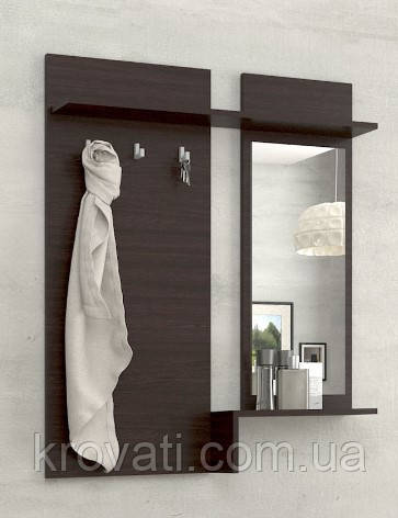 Вішалка із дзеркалом "Брайт" 900 х 140 х 1110 h Майстер Форм . Венге магія (правостороння)