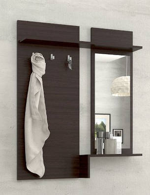 Вішалка із дзеркалом "Брайт" 900 х 140 х 1110 h Майстер Форм . Венге магія (правостороння), фото 1