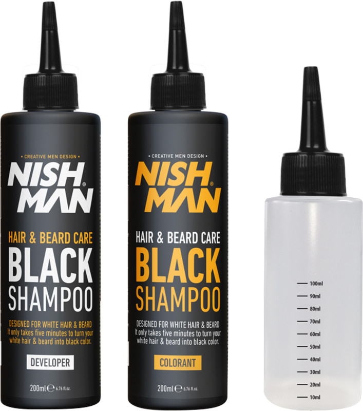 Шампунь для маскування сивини чорний Nishman, 2х200 мл