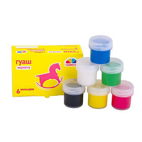 Дитячі гуашеві фарби "Малята" ГАММА'UA 100201, 6 кольорів 10 мл, Toyman
