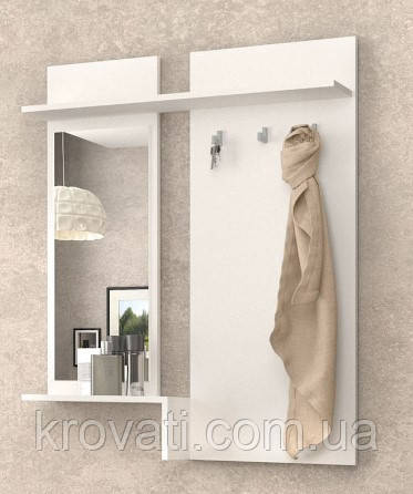 Вішалка із дзеркалом "Брайт" 900 х 140 х 1110 h Майстер Форм . Німфея альба (лівостороння)