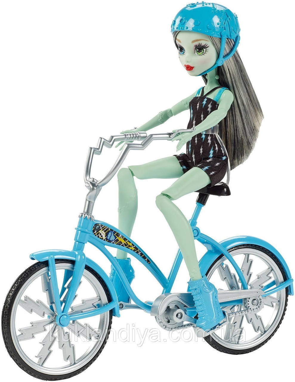 Лялька Монстер Хай Френкі Штейн на велосипеді — Monster High Boltin' Bicycle Frankie Stein Doll&Vehicle, фото 1