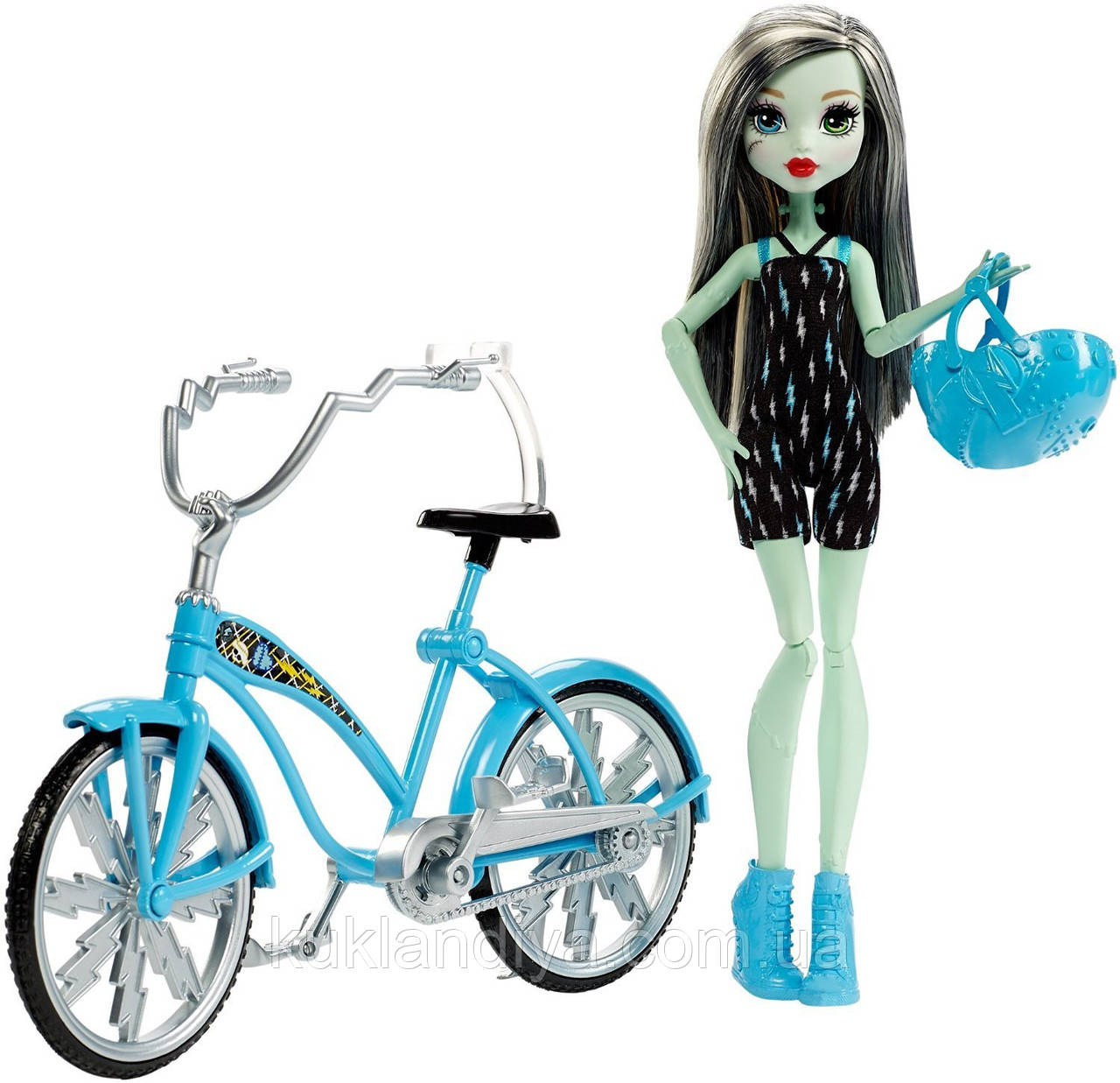 Кукла Монстер Хай Френки Штейн на велосипеде - Monster High Boltin' Bicycle Frankie Stein Doll & Vehicle - фото 3 - id-p445421313