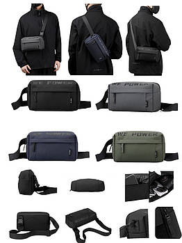 Чоловіча сумка нейлона 15*28 см через плече на блискавці з кишенею в різних варіантах Kay