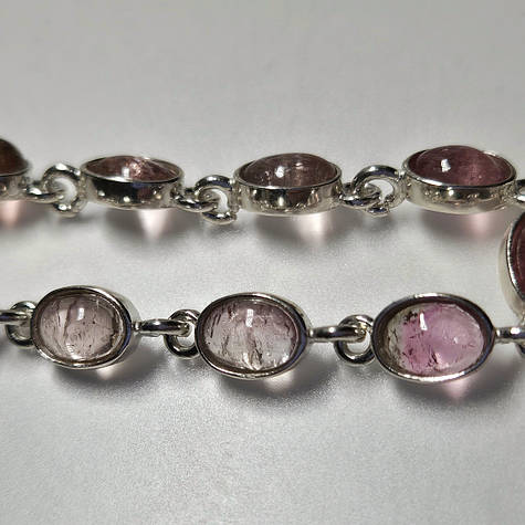 Браслет із натуральними турмалінами в серебрі, ювелірні вироби виготовлення на замовлення