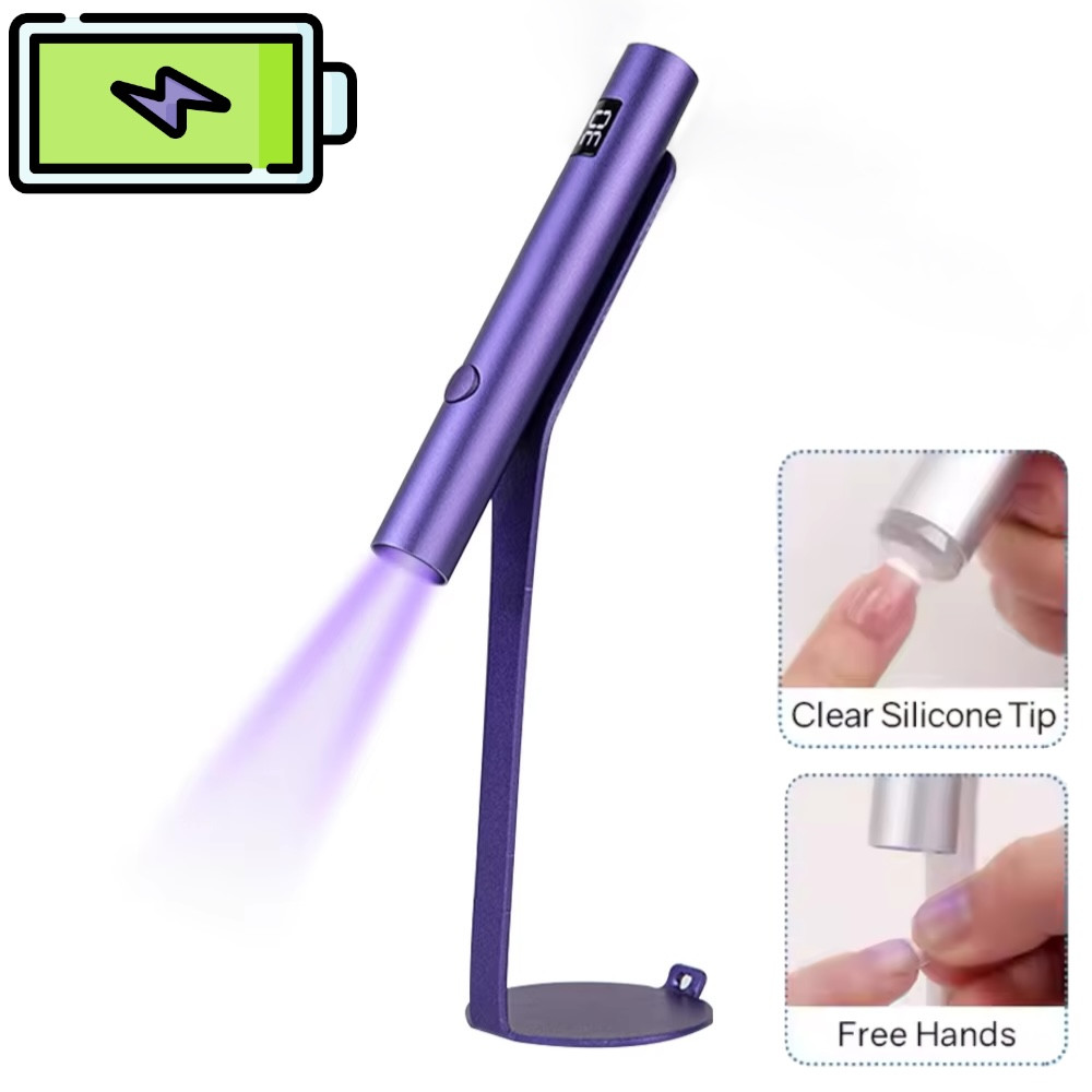 Лампа Led 3 (3 Вт.) на акумуляторі та підставці (+ 2 штампи для стемпінгу) для верхніх форм та гелевих типс, фото 1