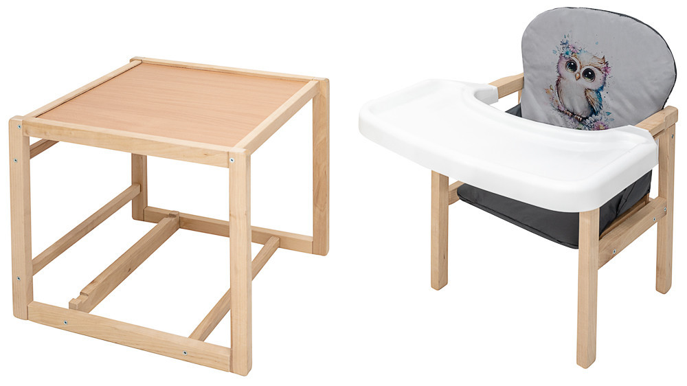 Стільчик-трансформер Babyroom Пеппі-230 eko сірий / графіт (сова), фото 1