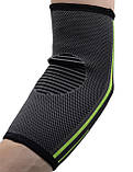 Компресійний налокітник MadMax MFA-283 3D Compressive elbow support Dark grey/Neon green (1шт.) M, фото 4