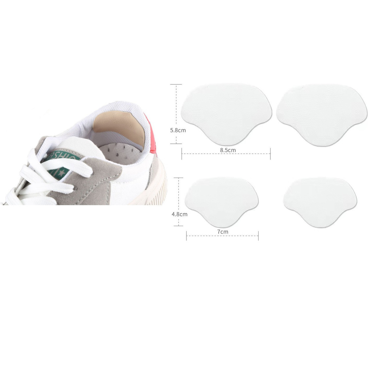 Накладки білі у взуття зі шкіри ПУ для ремонту задників. Наклейки для реставрації задника взуття 2 пари (4шт), фото 1
