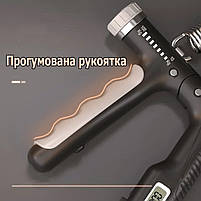 Кістовий еспандер від 10 до 100 кг чорний. Еспандер для рук пружинний вправи. Еспандер для рук з лічильником натискань, фото 6