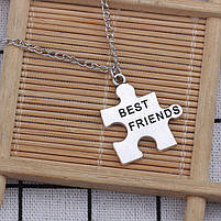 Парні кулони сріблясті пазли Best Friends. Підвіски для найкращих друзів. Оригінальні подарунки друзям, фото 5