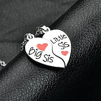 Подвійні кулони для сестер Big Sis Little Sis. Найкращий подарунок для сестри. Парні підвіски для двох на подарунок, фото 3