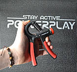 Еспандер кистьовий PowerPlay PP-4323 з регульованим навантаженням 10-40 кг. Strength Grip Чорно-червоний, фото 7