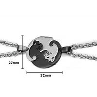 Красиві кулони для двох із котами Інь Янь. Подвійні підвіски для закоханих. Кулони з неіржавкої сталі, фото 5