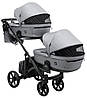 Коляска 2 в 1 для двійні Bair Kiwi DUO Soft BKP-218 сірий, фото 5