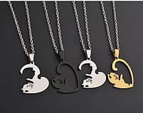 Кулон для двох коти Інь Янь. Парні кулони серце з котиками для закоханих. Подвійні підвіски для двох, фото 10