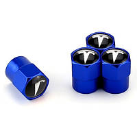 Ковпачки на ніпель для Tesla Short Blue Тесла, 4 шт.
