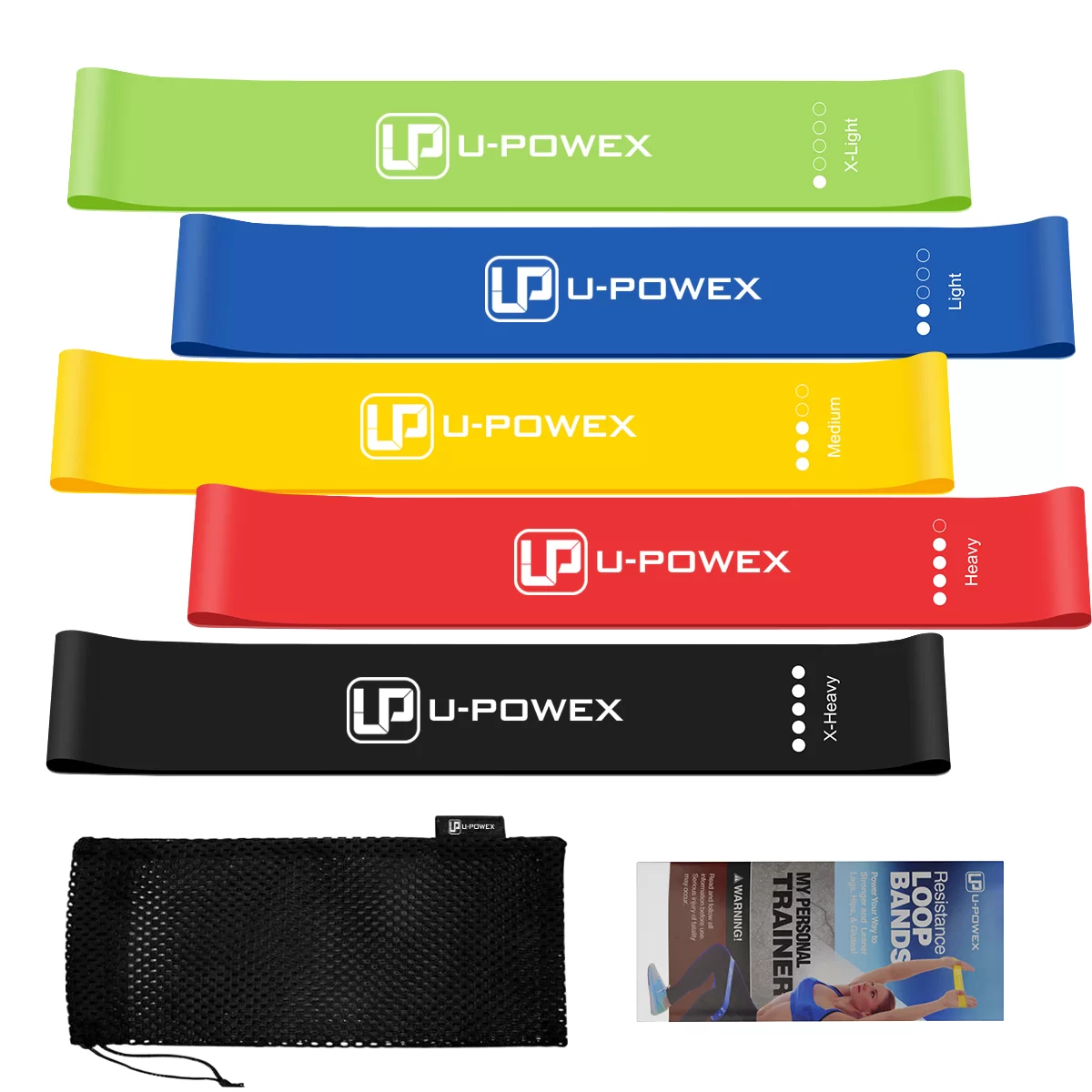 Набір фітнес-гум U-Powex. Набір гумок-еспандерів для фітнесу U-Powex 5 в 1 з мішечком, фото 1