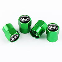 Захисні ковпачки на ніпель із лого Hyundai Short Green Хюндай — 4 шт.