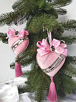 Набір новорічних іграшок рожевий зі стразовим декором