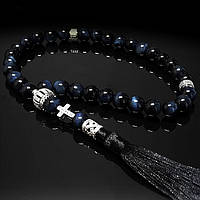 Чітки з натурального каменю синій Тигровий зір