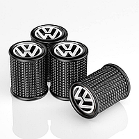 Ковпачки на ніпель для Фольксваген Lux Black Volkswagen, метал (4 шт.)