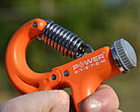 Еспандер кистьовий Power System PS-4021 з регульованим навантаженням 10-40 кг.  Power Hand Grip Orange, фото 9