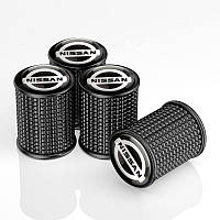 Ковпачки на ніпель для Nissan Alitek Lux Black Metal Нісан (4 шт.)