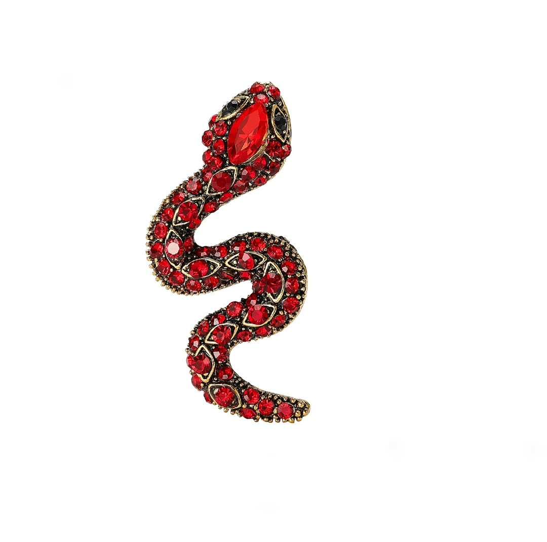 Брош Змія з червоними камінцями, фото 1