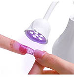 Лампа Led 16 (18 Вт.) на акумуляторі та підставці для прихвату верхніх форм та гелевих типс (з гнучкою ніжкою), фото 3