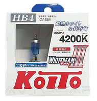 Автолампи Koito WhiteBeam III 4200K HB4 12 V 55 W P22d P0757W (комплект 2 шт.) Японія