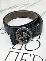 Ремень Майкл Корм Унисекс Черный Серебро Кожаный Брендовый Женский Мужской Базовый Michael Kors Денвер Ремінь