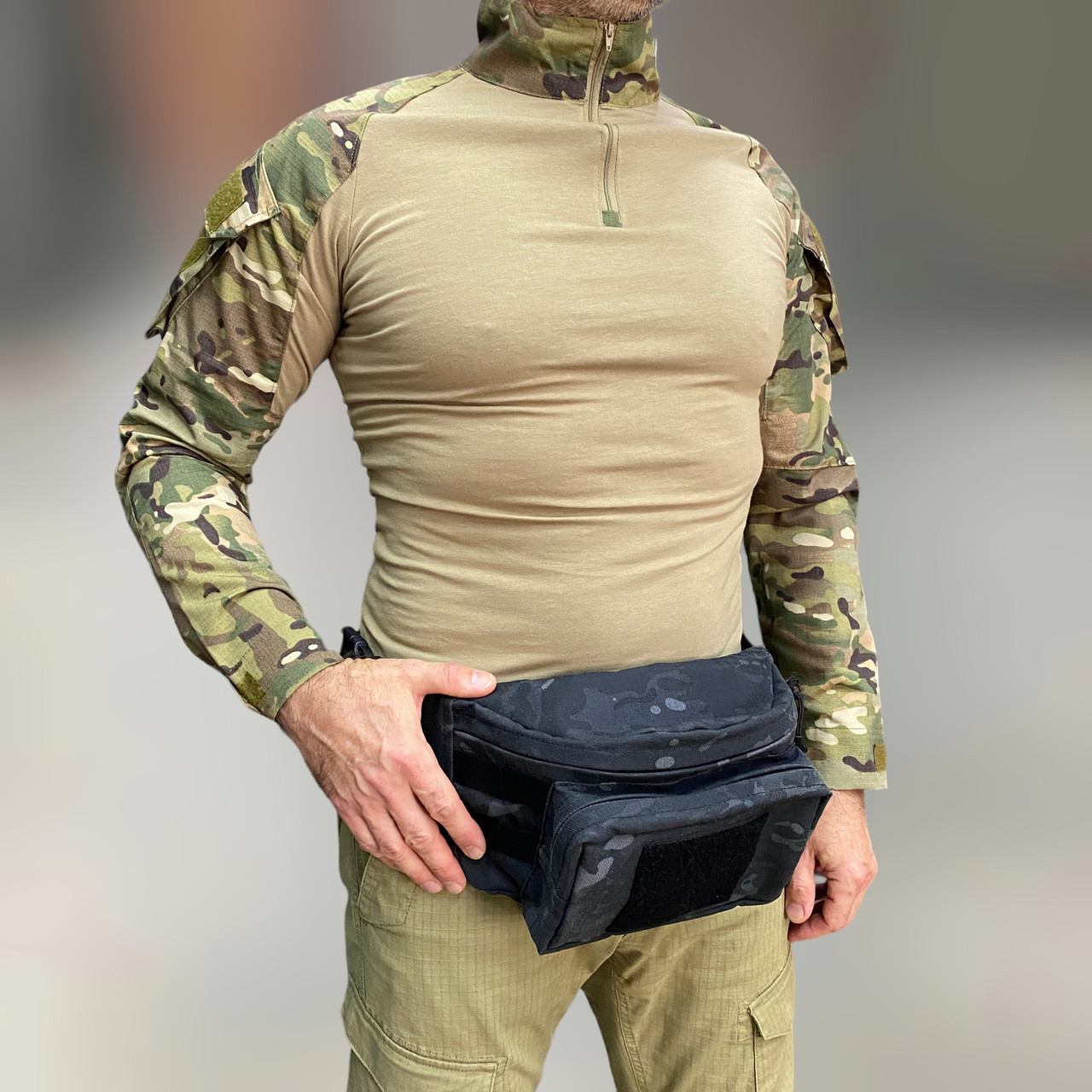 Сумка тактична з кобурою прихованого носіння, Мультикам Чорний, WINTAC, на пояс або через плече, два місця під магазини, фото 1