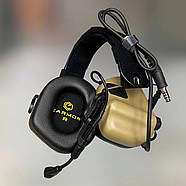 Навушники тактичні Earmor M32, активні, зі знімним мікрофоном і гарнітурою, активні навушники військові, колір – Койот, фото 7