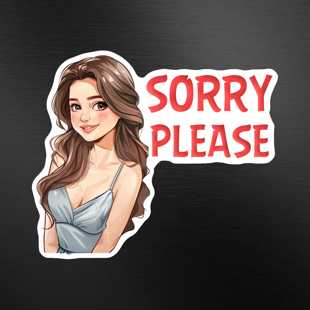 Наклейка «Sorry Please» для жінок за кермом 20*15 см. на заднє скло машини.