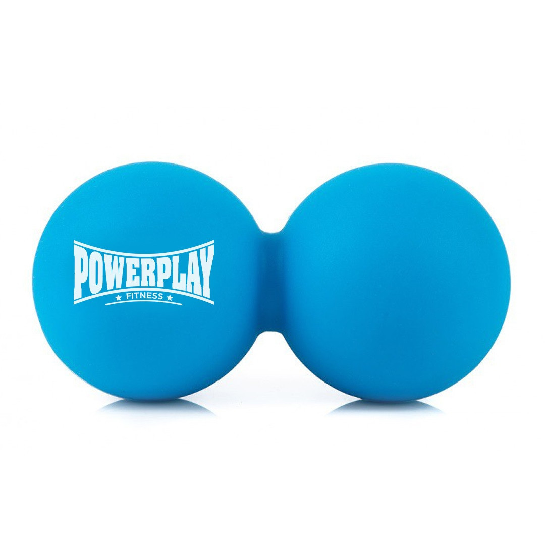 Масажний силіконовий подвійний м'яч PowerPlay PP-4355 Silicone Lacrosse Peanut Ball (6.3*12.6см.) Синій, фото 1