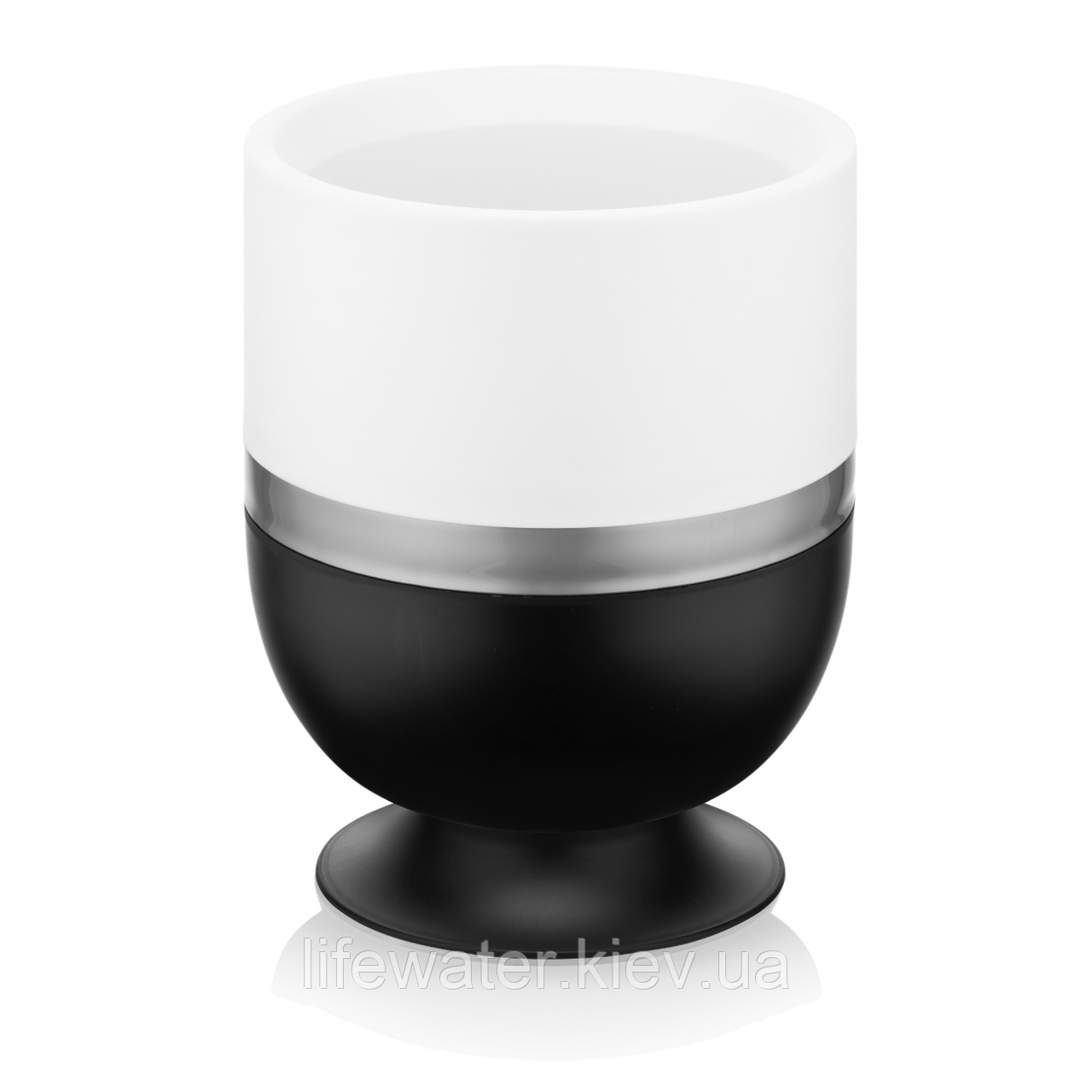 Горщик для квітів Ribbon 1,6 л овальний чорний-білий, фото 1