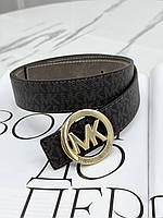 Ремень Майкл Корм Унисекс Коричневый Золотой Кожаный Брендовый Женский Мужской Michael Kors DBUY Ремінь Майкл