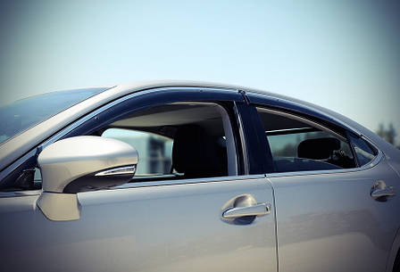 Дефлектори вікон (вітровики) Lexus ES 2013 - З Молдингом Хром, фото 1