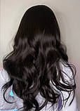 Перука коричнева хвиляста з чубчиком, фото 5