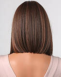 Перука каре коричнева з чубчиком термоперука, фото 3