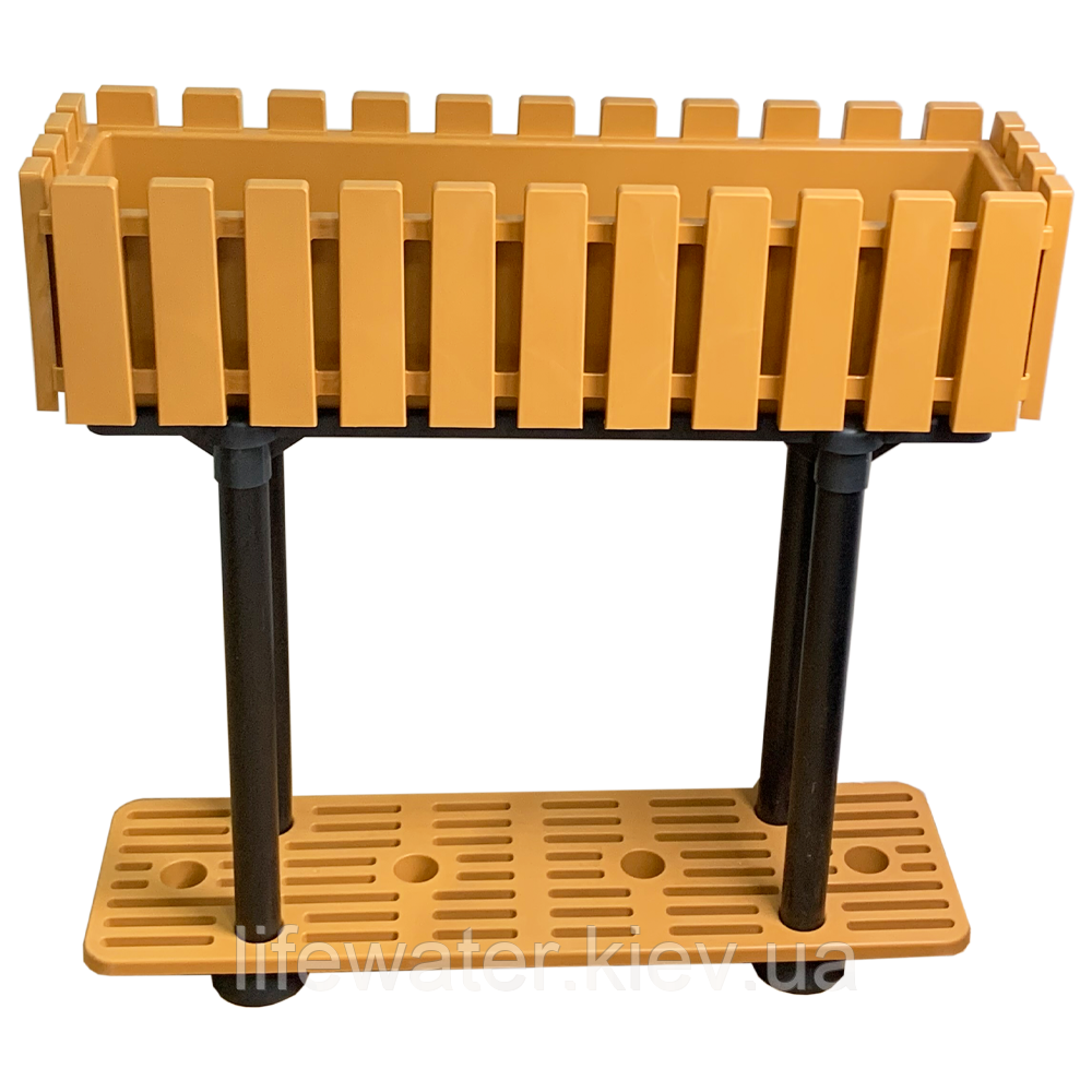 Горщик для квітів балконний з підставкою на ніжках Akasya 11 л коричневий, фото 1