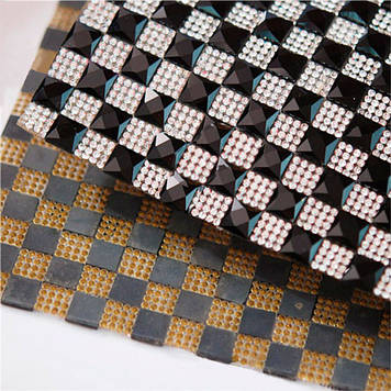 Стразова тканина.Колір Jet. 1 відрізок 1*24см