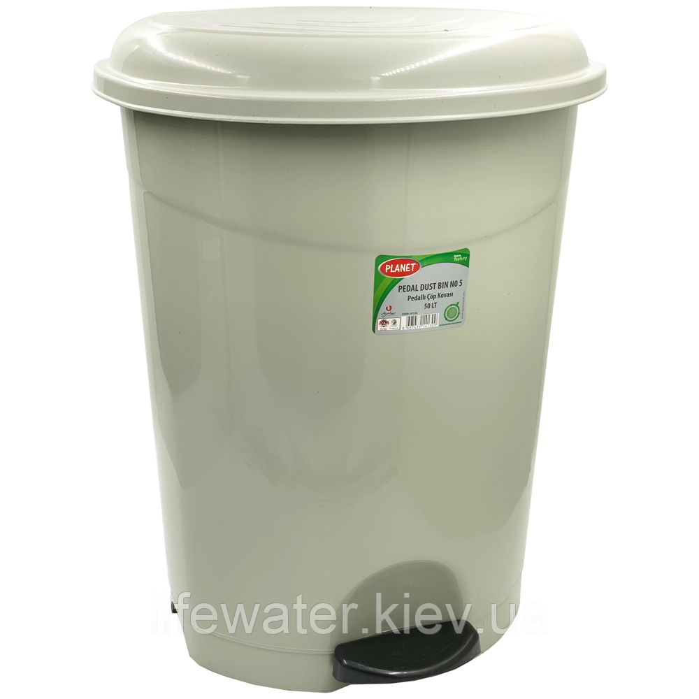 Відро для сміття з педаллю Planet №5 50 л сіре, фото 1